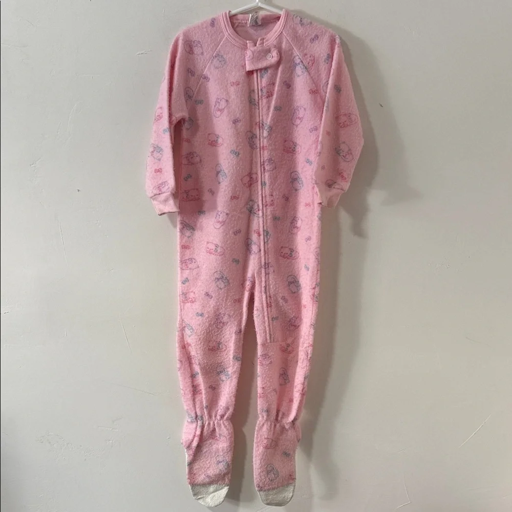 Cozy Pink Kids One Piece Pajamas 1980’s vintage